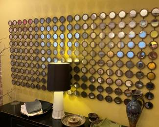 Two piece, unique metal and mirror wall hanging decor it is new