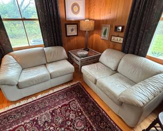 Two piece leather sofa