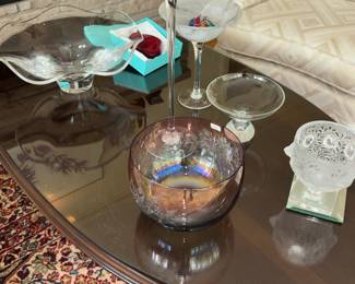Lalique, Tiffany and signed art glass