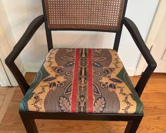 Pair of arm chair cane back and upholstered seat.