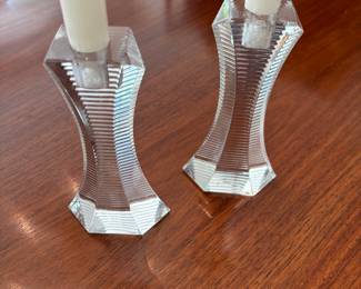 Baccarat candlesticks designed by Thomas Bastide 6 7/8' tall pair