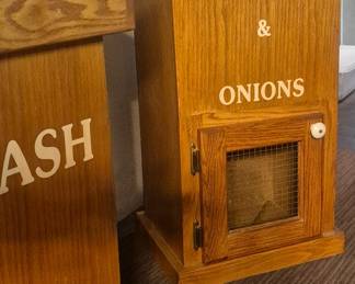 Wood potatoes and onions bin