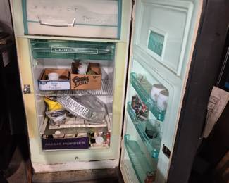1950's Philco refrigerator/freezer interior.  Painted black on outside. Inside is still pretty!