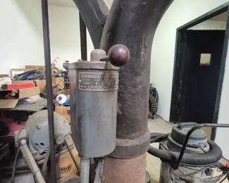 Vintage large tools, including drill press
