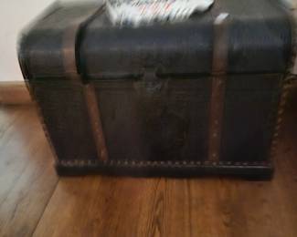 leather look storage trunk.