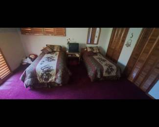 2 twin beds 
Frame,  boxspring, mattress,  headboard,  mattress are in great shape. Upstairs need your own help to move and load.  40 each. Bedding sold separately 