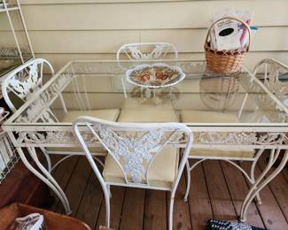 Vintage Woodard Wrought Iron Table and Chairs Set