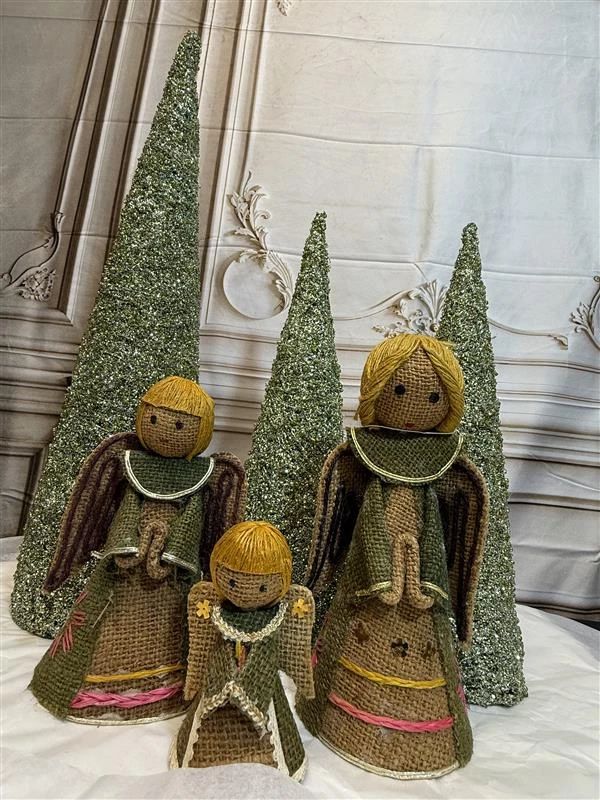 Lot 1: Crate & Barrel Trees & 1960's RARE Angels Trio - 6