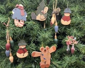 76 - Farmhouse Christmas Wooden Ornament Lot of 6