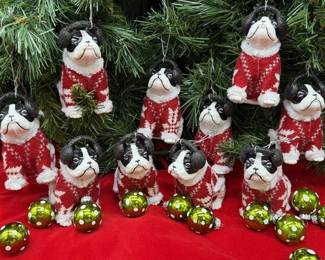144 - Cozy French Bulldog Ornaments- Lot of 10