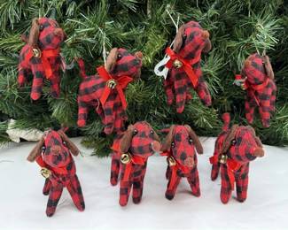 Lot 52: Red Plaid Dachshunds- LOT OF 8