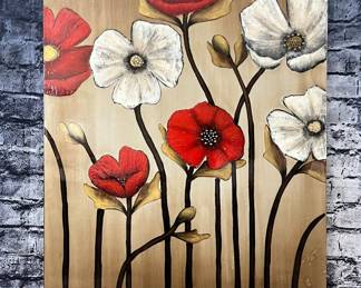 292 - 3 feet x 4 feet! Poppies Wall Art Signed Bowne