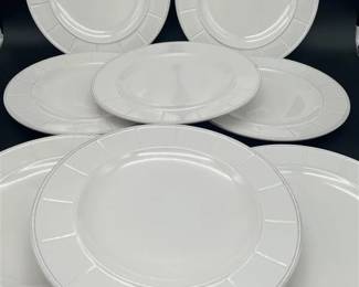 143 - Country Living White Stoneware Plates- LOT OF 8 +