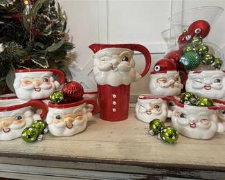 RARE Holt Howard 1960's Santa Mugs & Pitcher
