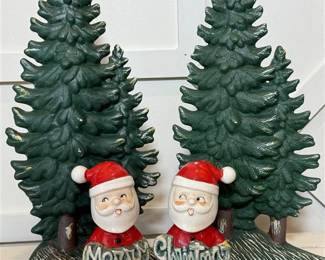 243 - Vintage Santa Salk Shakers and Ceramic Trees