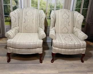 296 - Elegant Cream Wingback Accent Chair