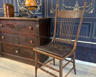 202 - Farmhouse Primitive Square Banister Wood Chair