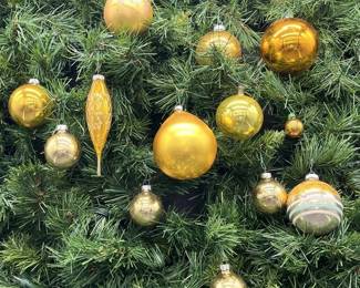279 - Mid Century Gold Glass Ornament Bundle- 14