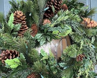 224 - Premium Faux Lit Greenery Wreath