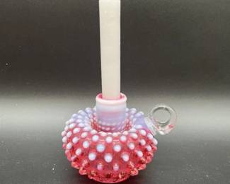 Lot 70 - Fenton Hobnail Cranberry Glass Candle Holder