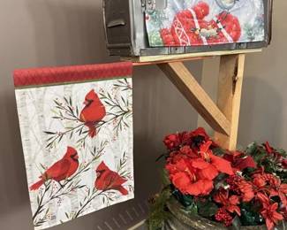 325 - Winter Birds Mailbox Cover and Small Flag