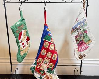 196 - "Believe" Stocking Rack w/ Three Stockings +