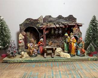 Lot 8: Vintage Full Nativity Set- lot of 14+