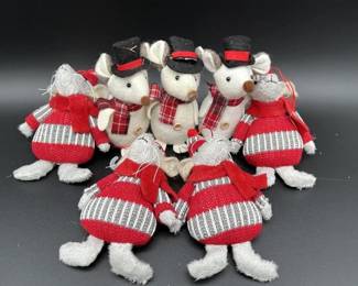 217 - Plush Mice Ornaments- Lot of 7