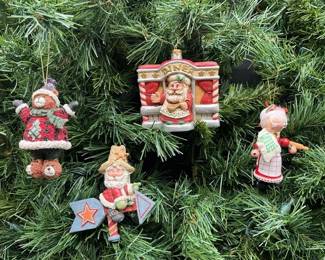 281 - Santa, Ms Claus, and Bear Ornament Set 4