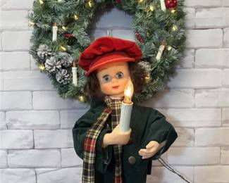 Lot 46: 24in Singing Doll and Candlelight Wreath- IN BOXES