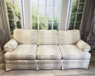 168 - Stripped Cream Three-Seater Couch