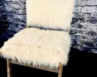80 - World Market White Faux Fur Chair