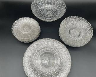 92 - Pretzel Glass Dish Set w/ Fruit Center- Lot of 20+