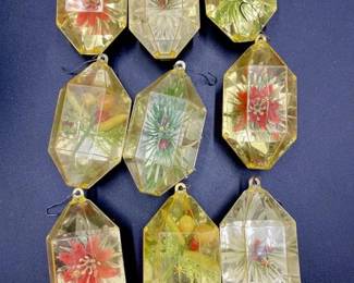 142 - 1960-69 Jewel Brite Hexagonal Ornaments- LOT OF 9