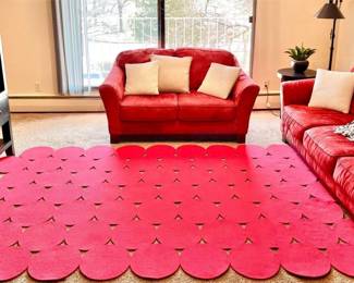 297 - HUGE Oxblood Red Felt Circle Area Rug 6x10