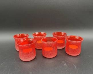 197 - Lot of 6 Red Sparkly Glitter Votives