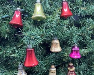 172 - Mid Century Glass Bell Ornaments- Lot of 9