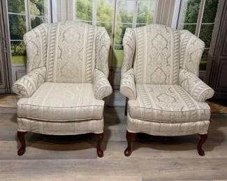 301 - Elegant Cream Wingback Accent Chair