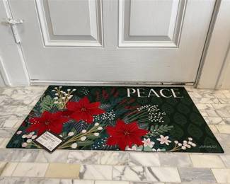 Lot 63: NEW Decorative Poinsettia Peace Doormat