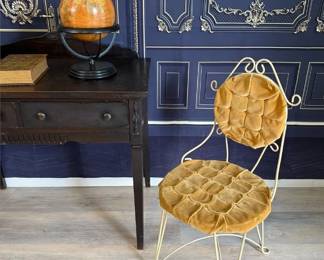 228 - Mid-Century Mustard Wrought Iron Vanity Chair