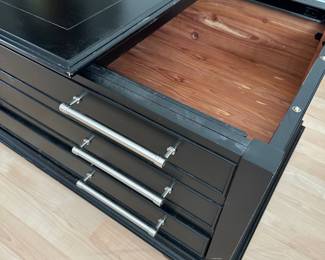 Coffee table - cedar interior and sliding top.