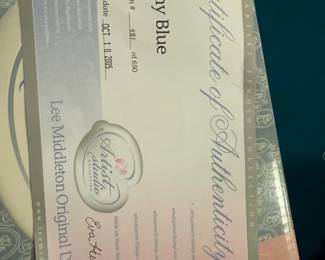 #162	Artist Studio collection Lee Middleton Original doll bunny blue doll with certificate 	 $65.00 	