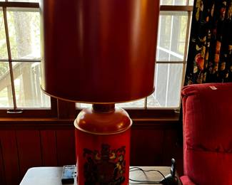 #10	Orange milk can design w/crest on side  Lamp- 34" Tall	 $75.00 			
