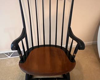 #153	RA	Vintage Hitchcock Rocking Chair - 24"W x 41"H x 19"D - Says L. Hitchcock Hitchcocksville, Conn.  Warranted	 $75.00 
