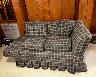 #74	Loveseat that makes into a twin Bed  or a chaise lounge Blue/Tan Plaid  - 64"	 $65.00 			
