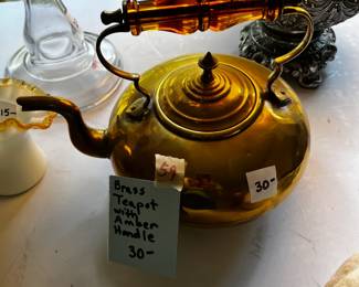 #59	Brass Teapot w/amber Handle	 $30.00 			

