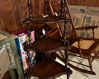 #205	corner wood cabinet with 5 shelves 49 tall	 $50.00 			
