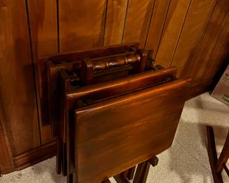 #83	Set of 4 Small TV Wood Trays on Stand	 $25.00 			
