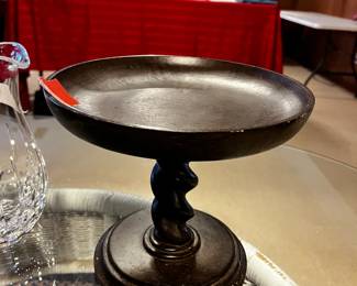 #229	wood carved barley twist foot compo 8 tall 	 $25.00 			
