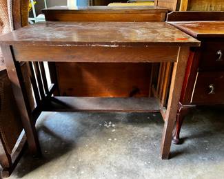 #165	oak mid century table as is finish 36x24x30	 $75.00 			
